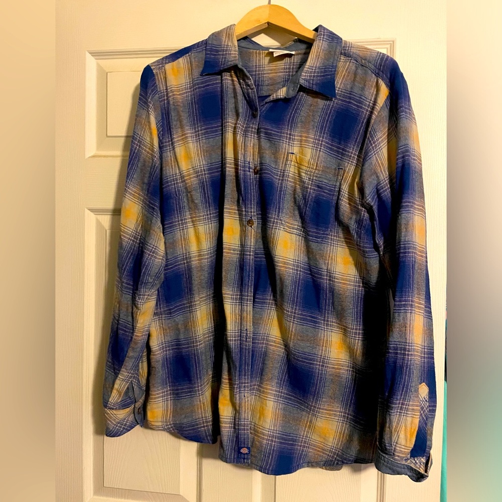 Dickies plaid flannel shirt blue/yellow XL